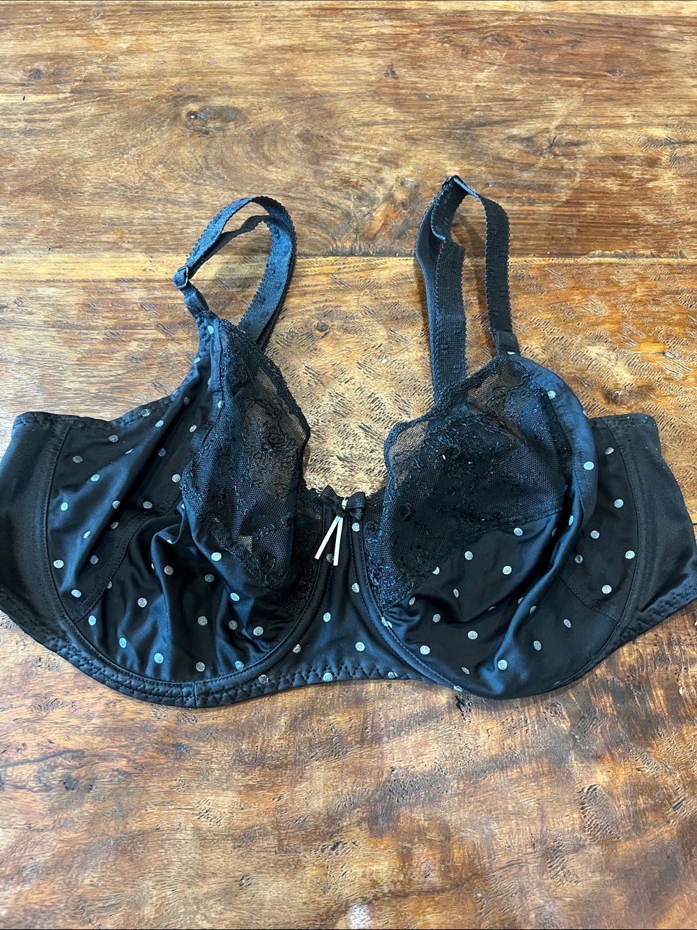 Empreinte Black Polka Dot Lace Underwire Bra